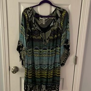 Diane Von Furstenberg ¾ Sleeve Tabalah Silk Mini Dress Size 12